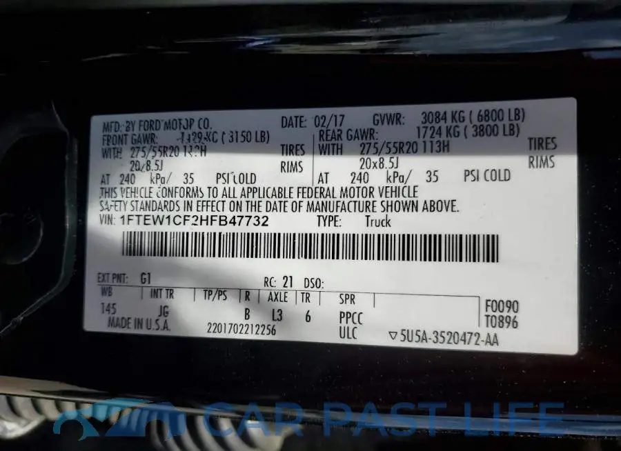 1FTEW1CF2HFB47732# 12