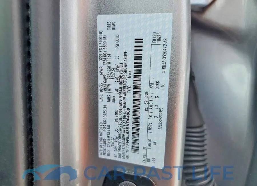 1FTFW5L53SKD64868# 12