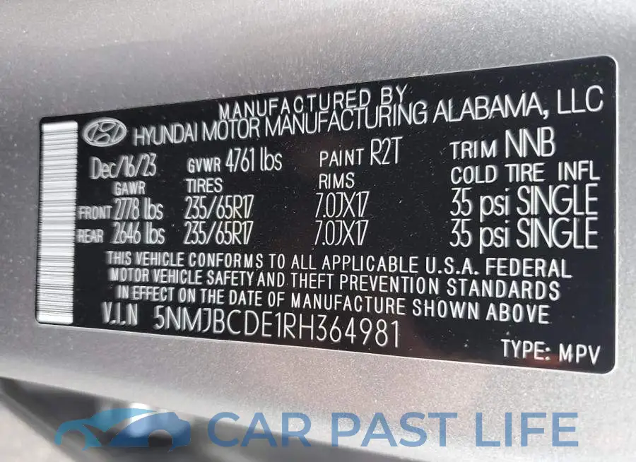 5NMJBCDE1RH364981# 13