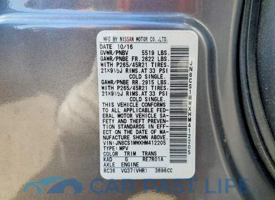 JN8CS1MWXHM412205# 13
