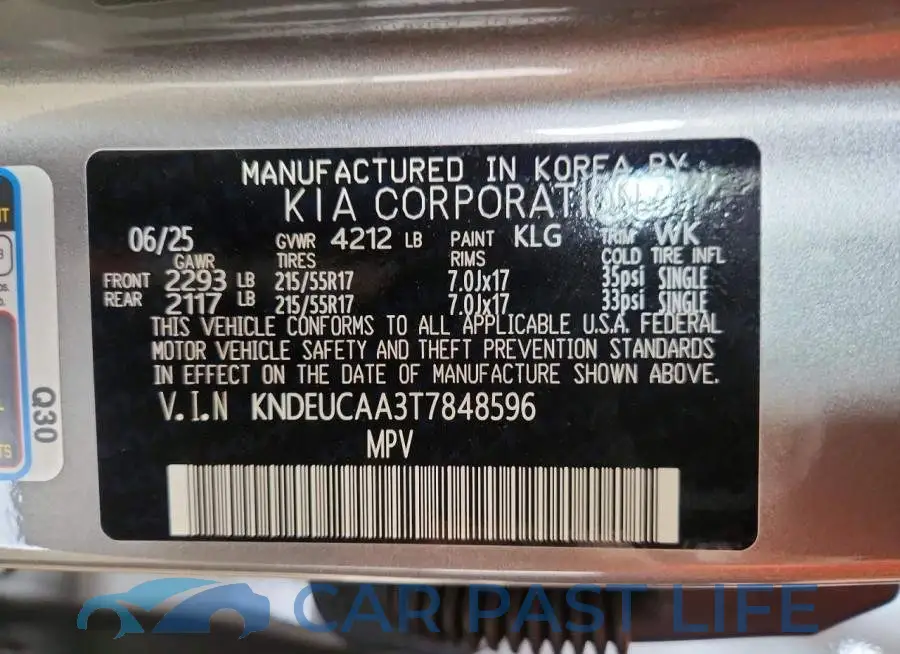 KNDEUCAA3T7848596# 12