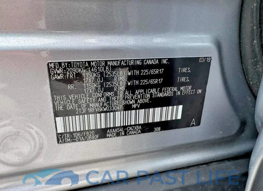 2T3F1RFV6KW033047# 12