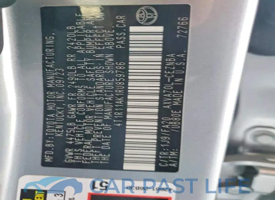 4T1R11AK1RU859786# 12