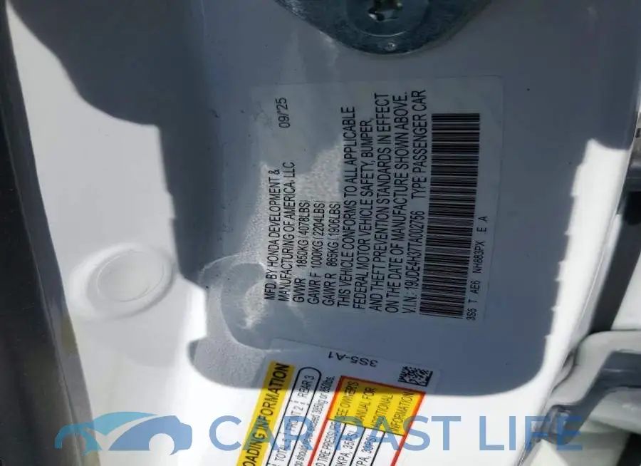 19UDE4H37TA002756# 12