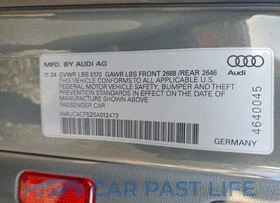WAUC4CF52SA012473# 12