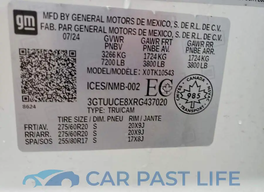 3GTUUCE8XRG437020# 12