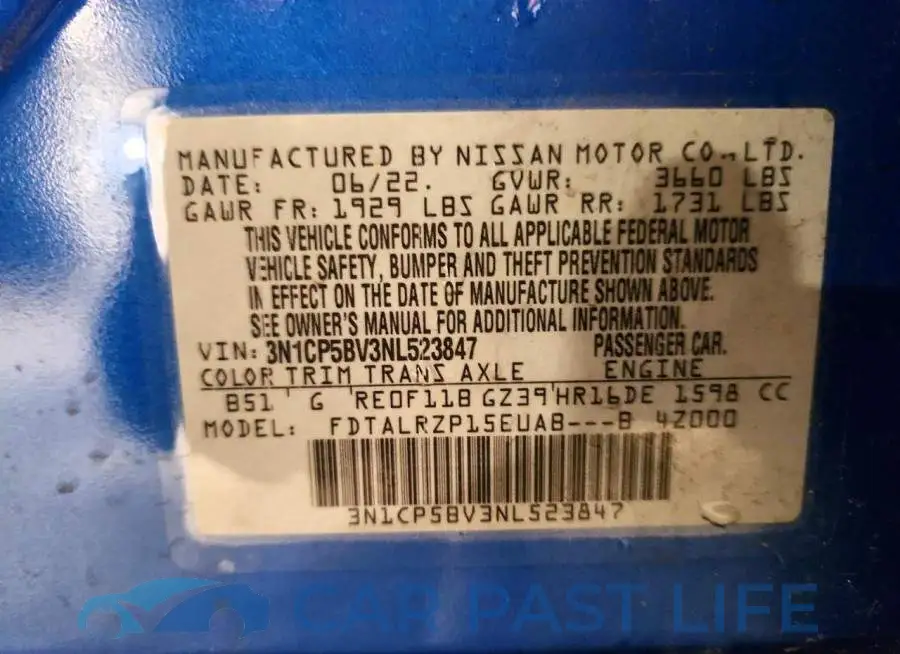 3N1CP5BV3NL523847# 13