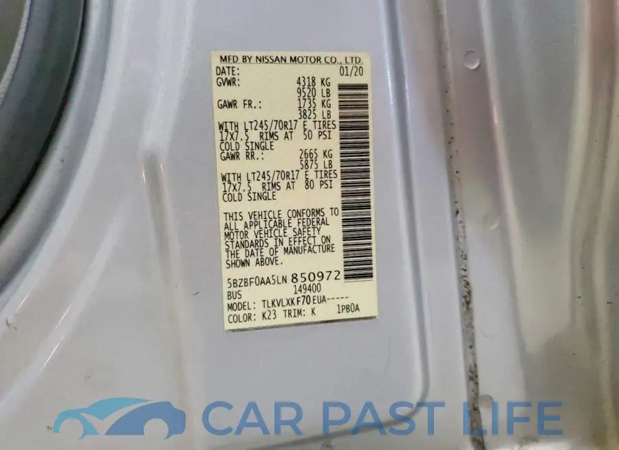 5BZBF0AA5LN850972# 13