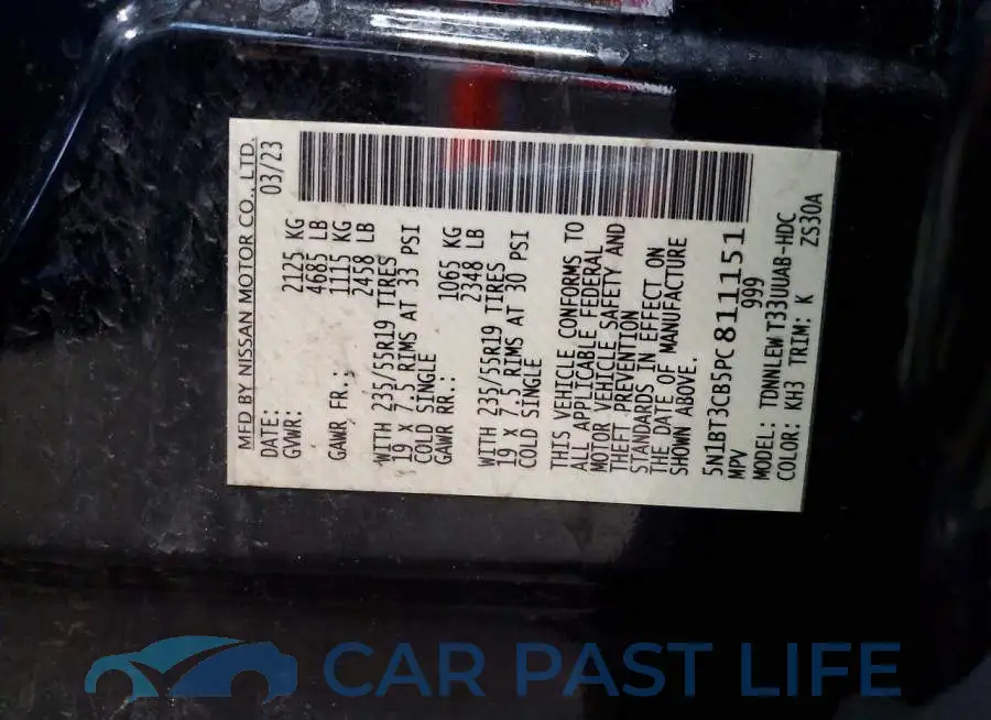 5N1BT3CB5PC811151# 12