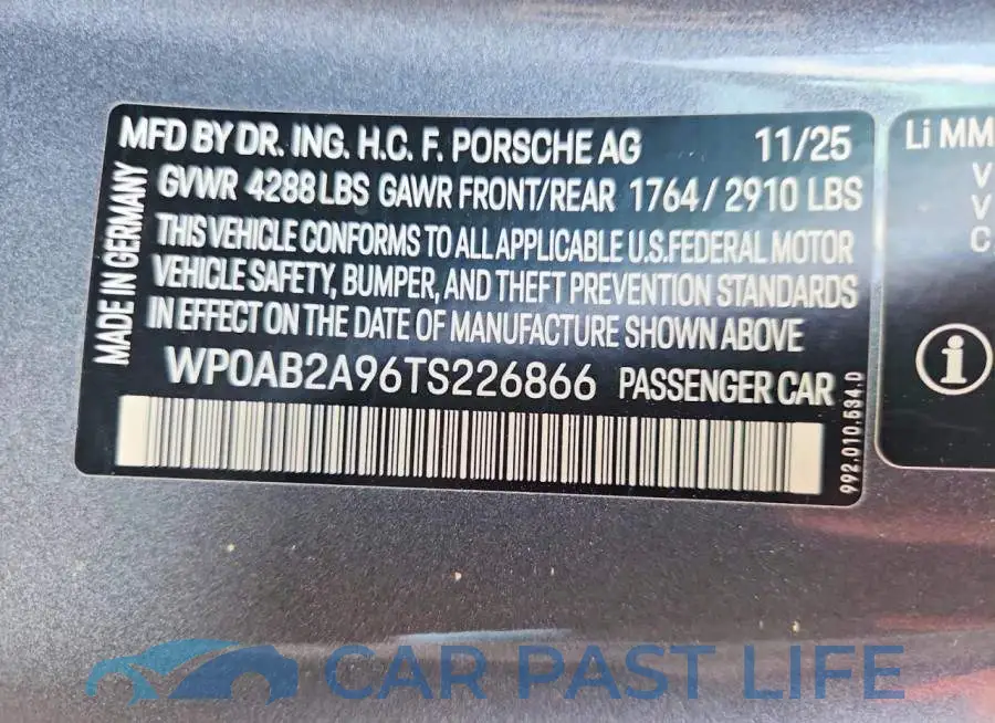 WP0AB2A96TS226866# 13