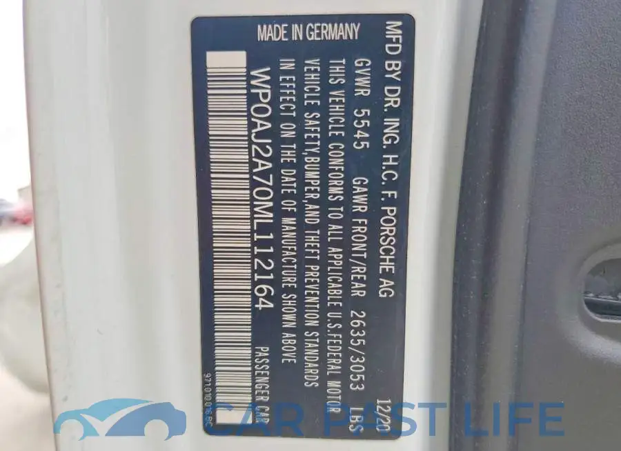 WP0AJ2A70ML112164# 13