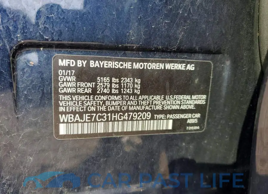 WBAJE7C31HG479209# 12