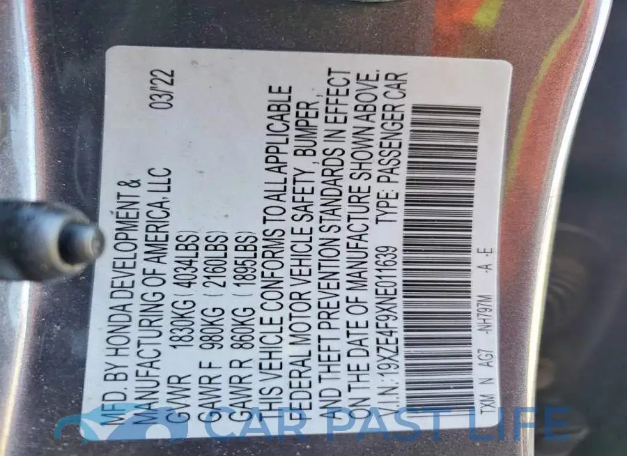 19XZE4F9XNE011639# 12