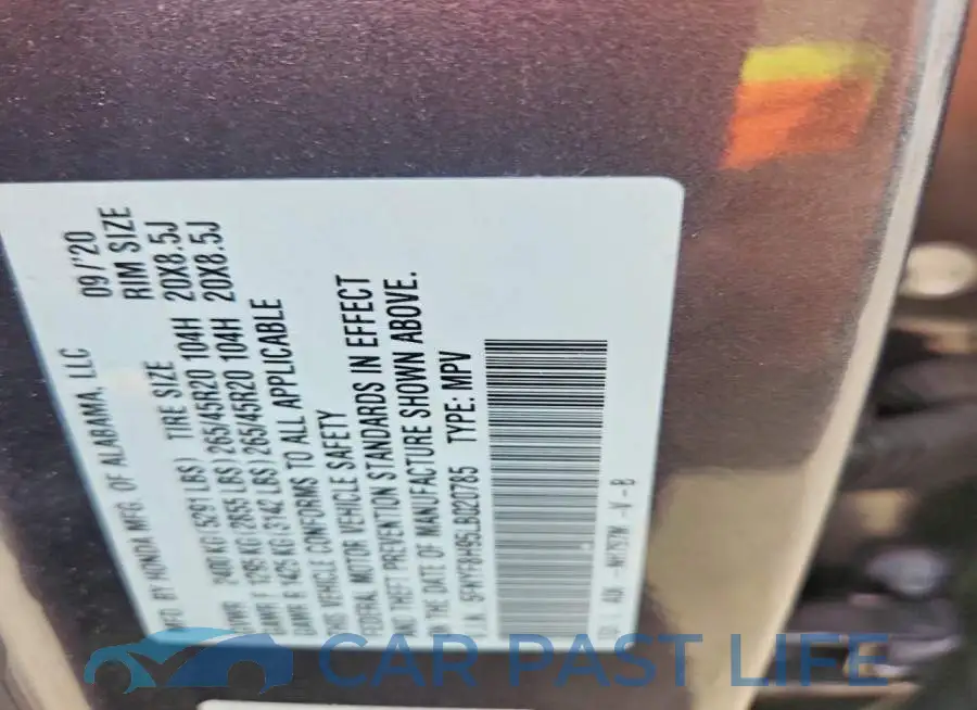 5FNYF8H95LB020785# 14