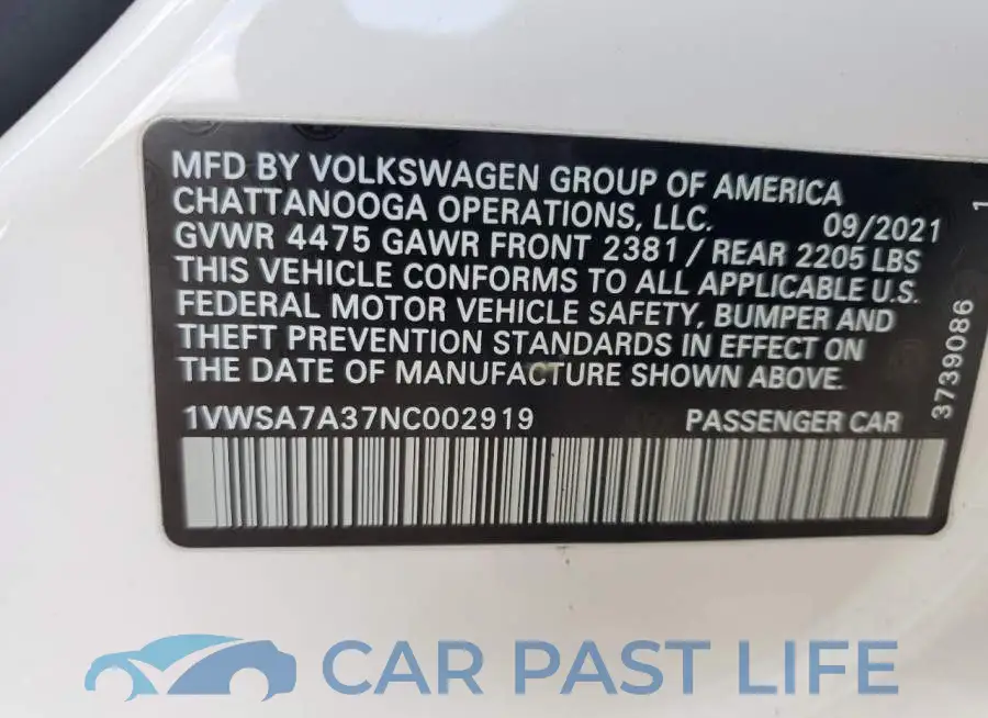 1VWSA7A37NC002919# 12