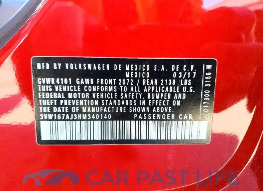 3VW167AJ3HM340140# 12