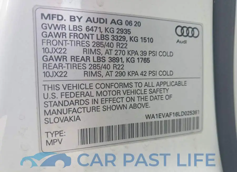 WA1EVAF16LD025361# 13