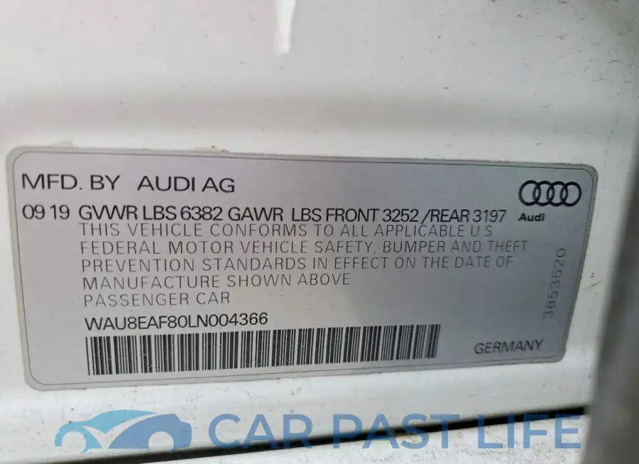 WAU8EAF80LN004366# 12