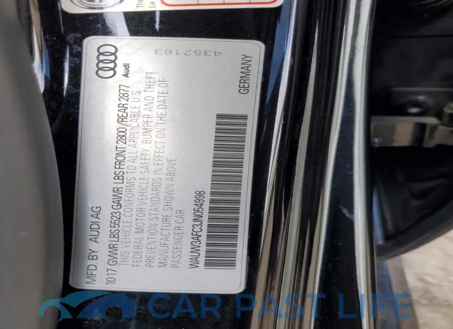 WAUW3AFC3JN054998# 12