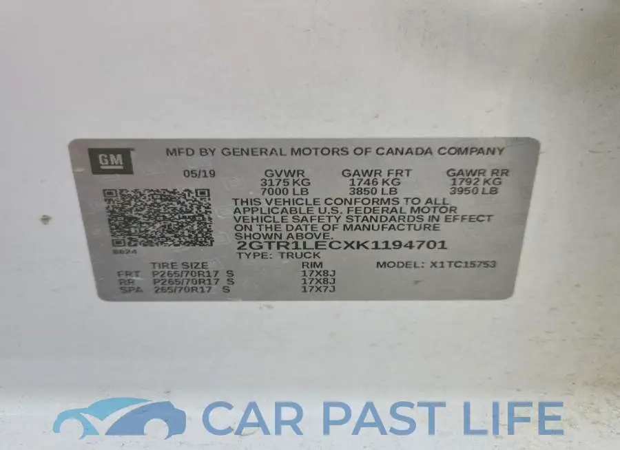 2GTR1LECXK1194701# 12