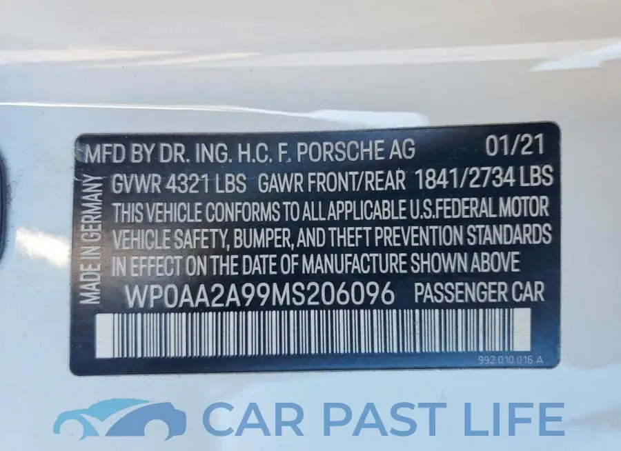 WP0AA2A99MS206096# 12