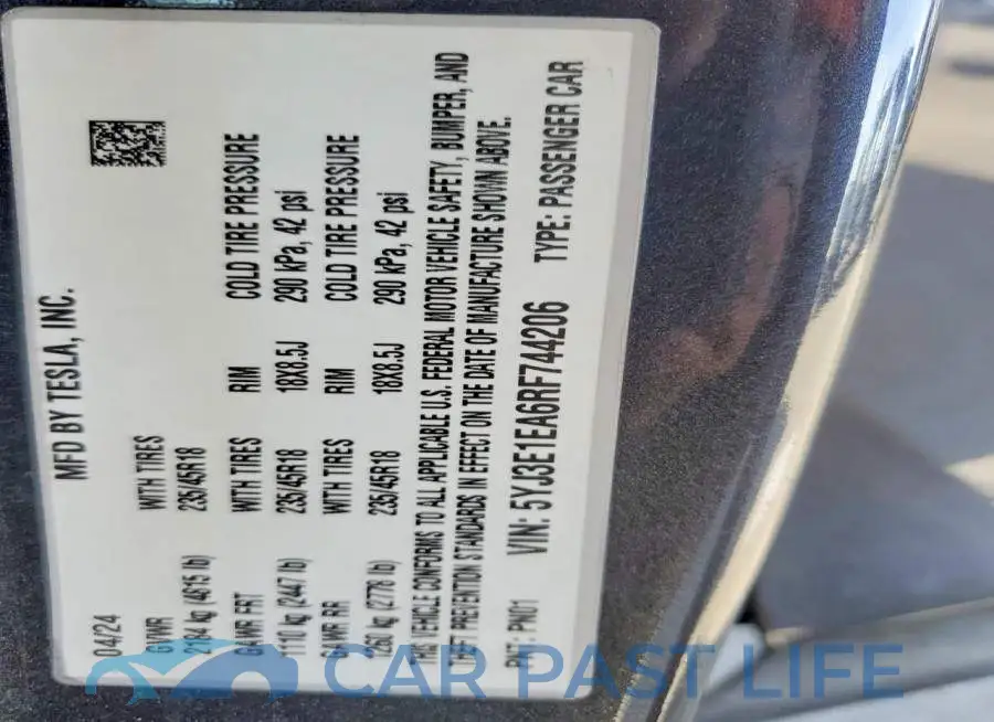 5YJ3E1EA6RF744206# 12