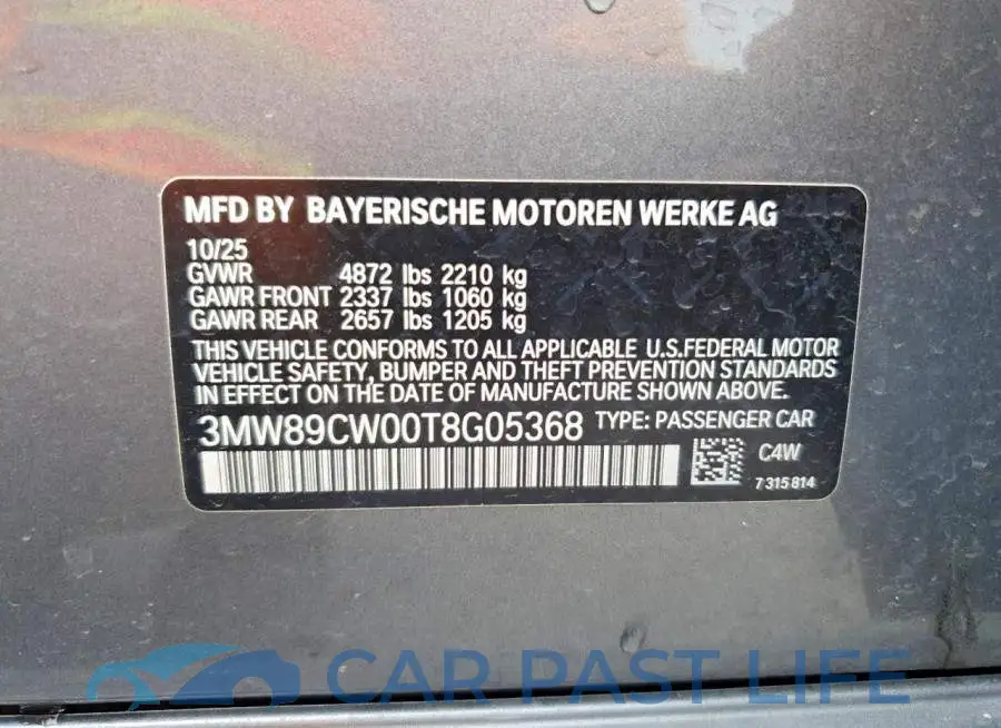 3MW89CW00T8G05368# 12
