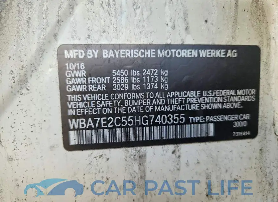 WBA7E2C55HG740355# 12