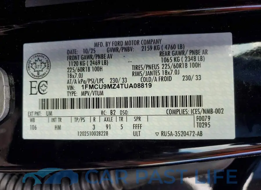 1FMCU9MZ4TUA08819# 13