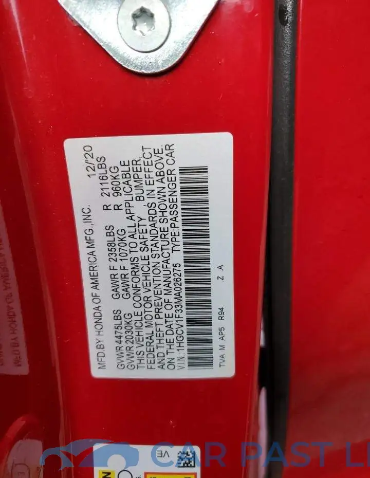 1HGCV1F33MA026275# 12