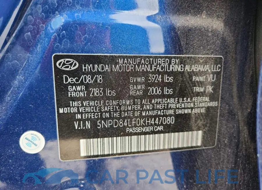 5NPD84LF0KH447080# 12