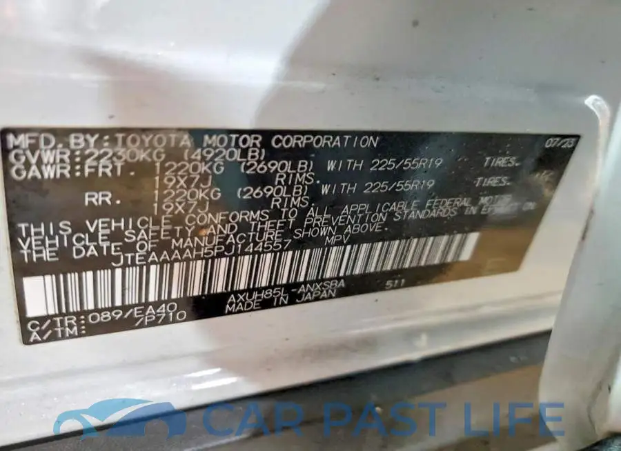 JTEAAAAH5PJ144557# 12