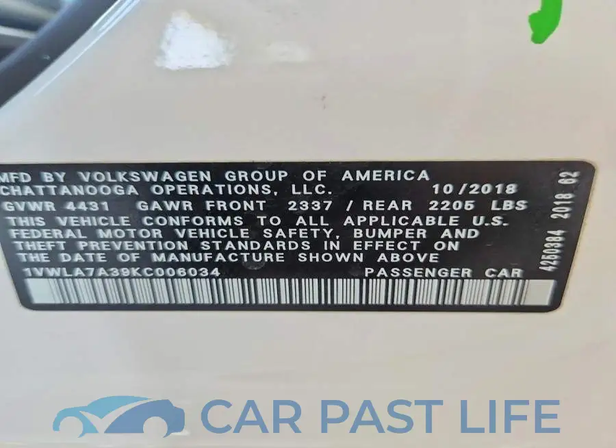 1VWLA7A39KC006034# 12