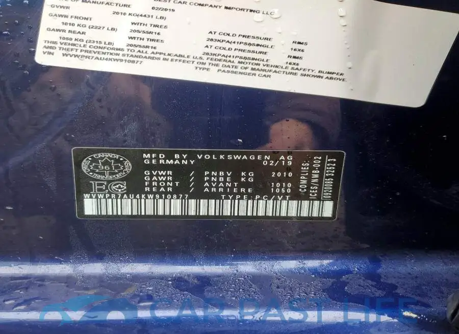 WVWPR7AU4KW910877# 13