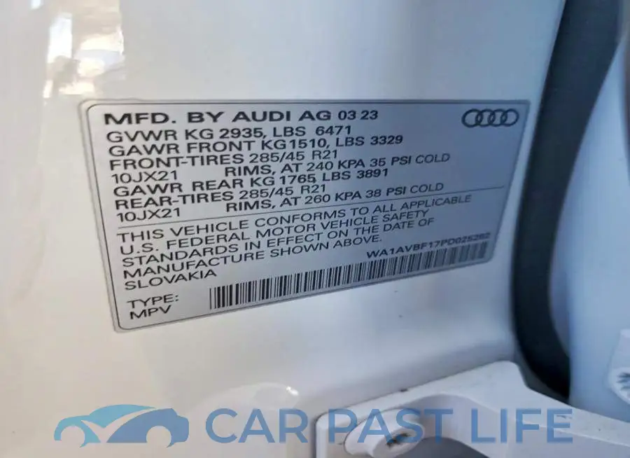 WA1AVBF17PD025282# 12
