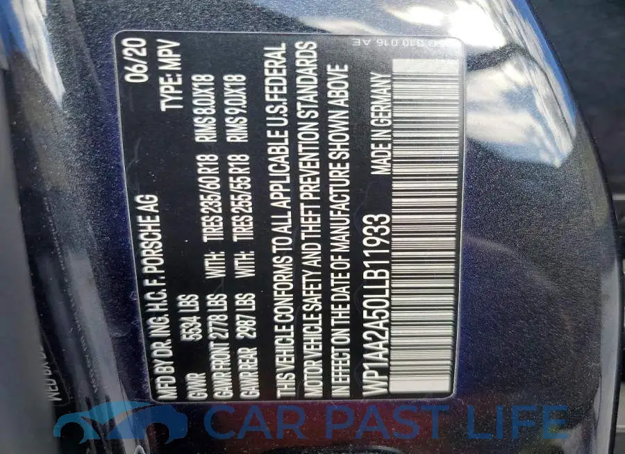 WP1AA2A50LLB11933# 12