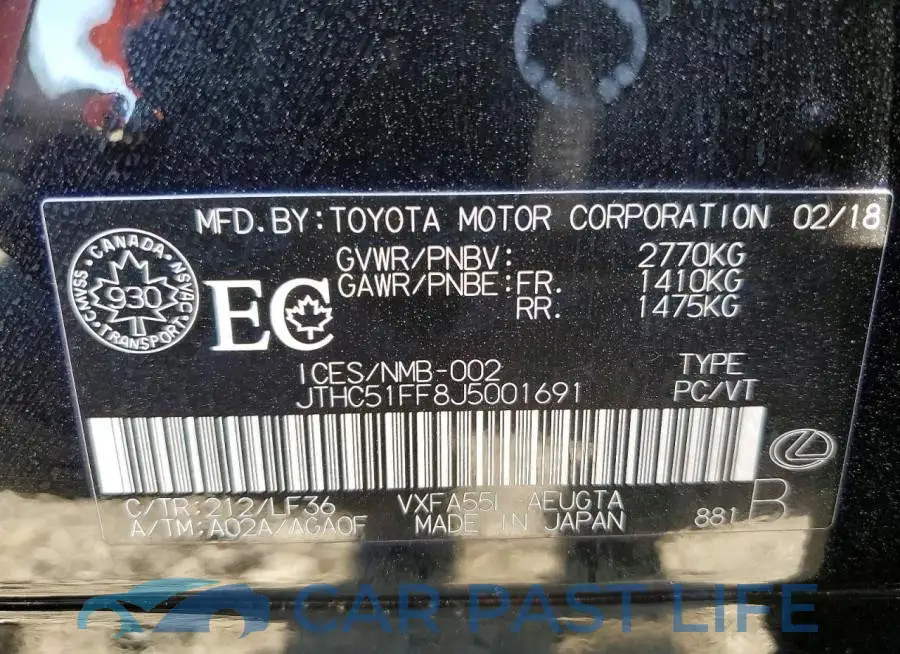 JTHC51FF8J5001691# 12