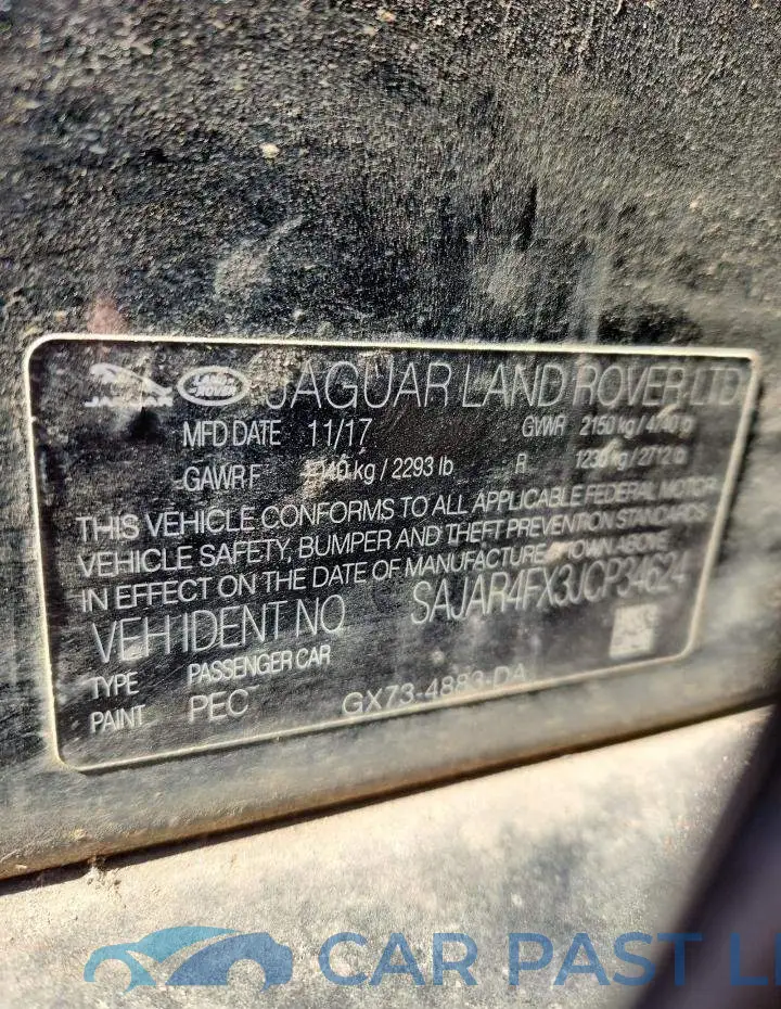 SAJAR4FX3JCP34624# 12