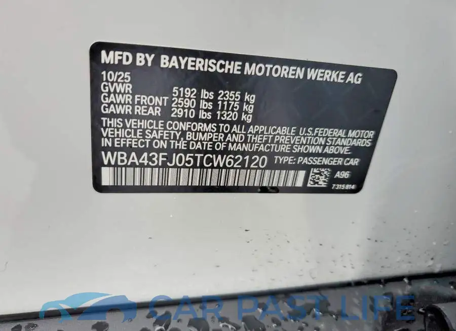 WBA43FJ05TCW62120# 12