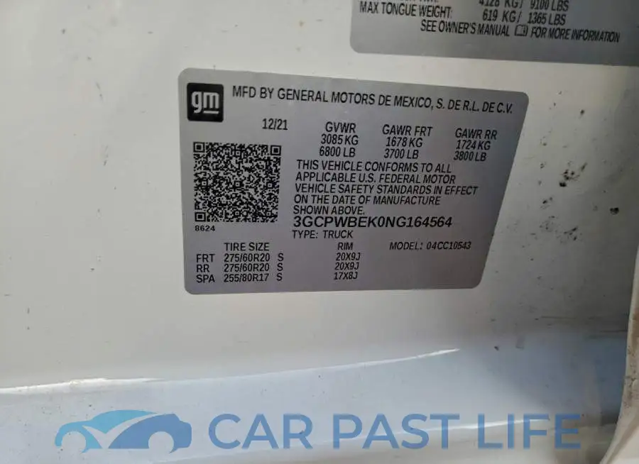 3GCPWBEK0NG164564# 12