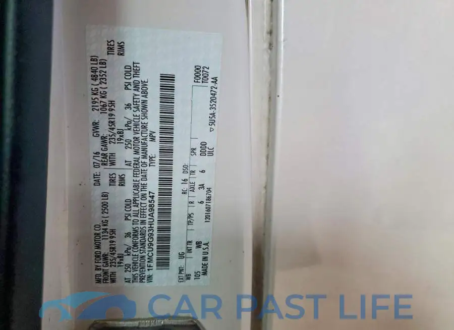 1FMCU9G93HUA98547# 13