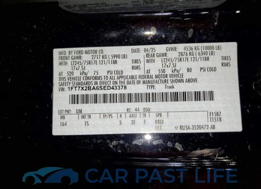1FT7X2BA6SED43378# 12