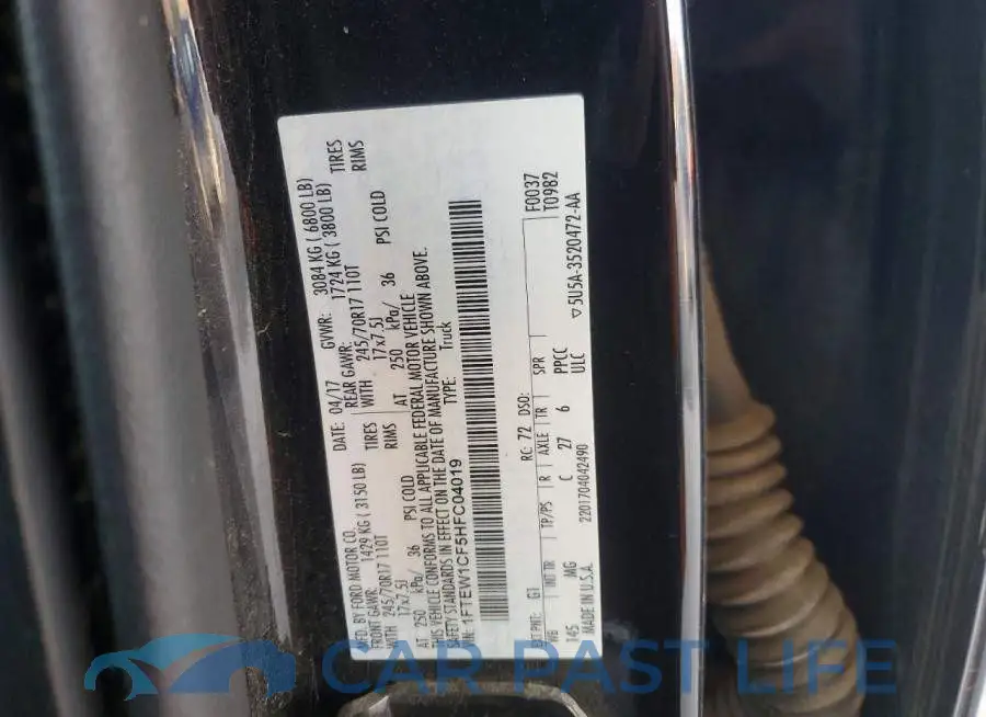 1FTEW1CF5HFC04019# 13