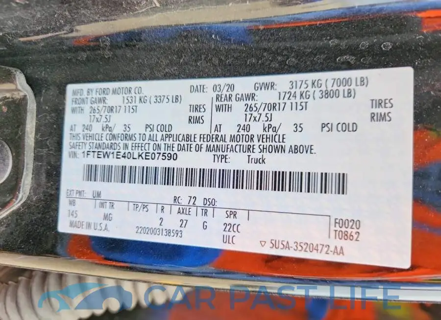1FTEW1E40LKE07590# 12