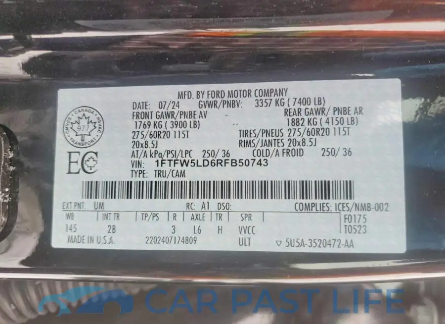 1FTFW5LD6RFB50743# 12