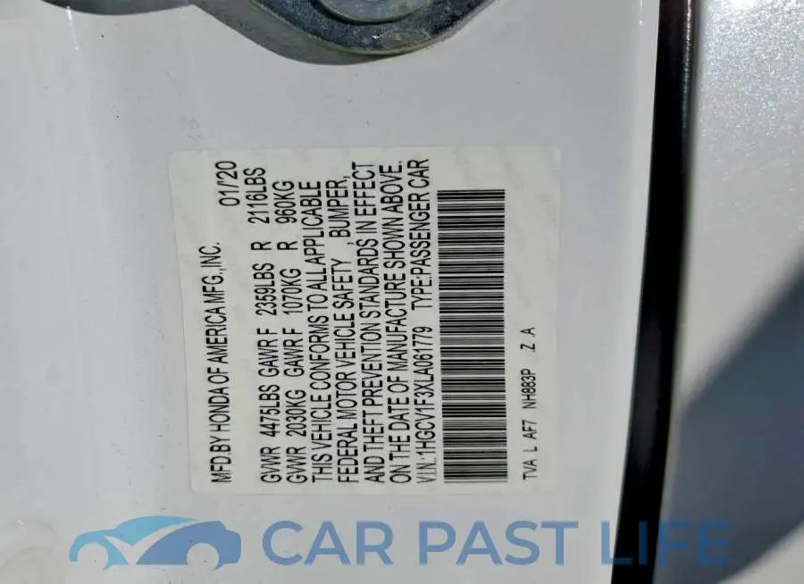 1HGCV1F3XLA061779# 13