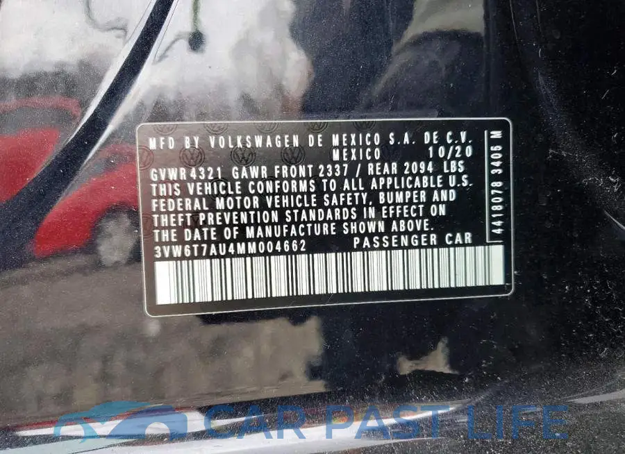 3VW6T7AU4MM004662# 12