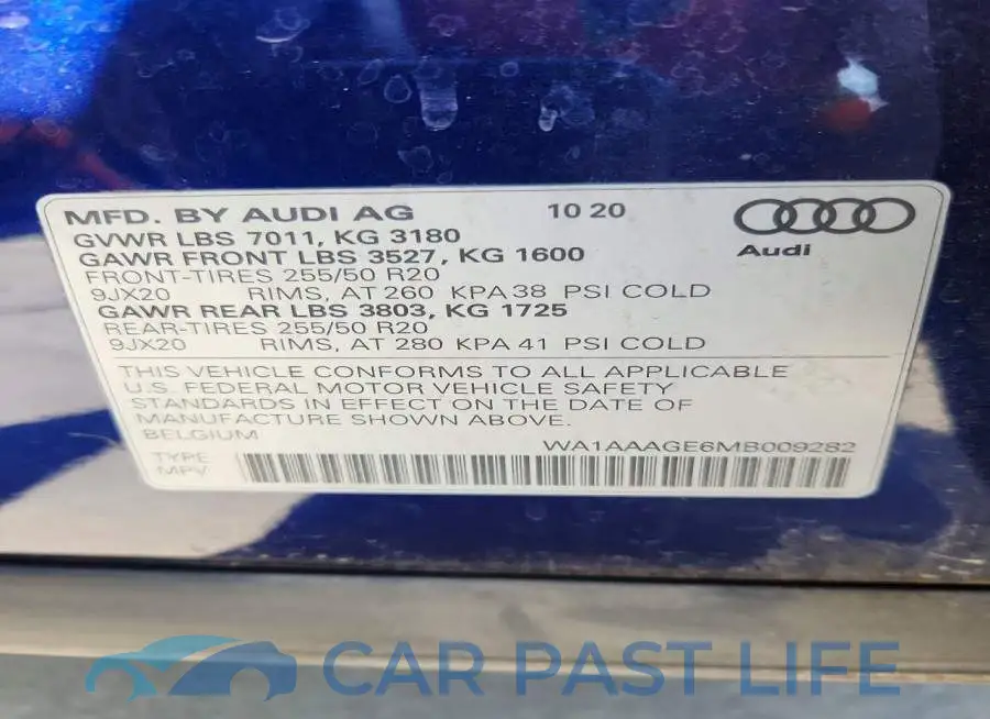 WA1AAAGE6MB009282# 13