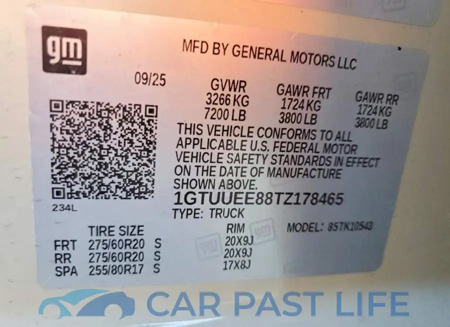 1GTUUEE88TZ178465# 12