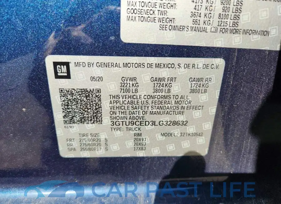 3GTU9CED3LG328632# 12